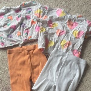 Zara Kids Two-Top and Two-Legging Set in White, Pink, Yellow, Orange